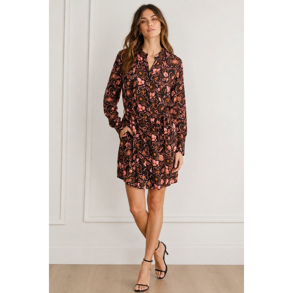 A.L.C. Long Sleeve Sacha 100% Silk Shirt Mini Dress in Floral Print ($750) 4